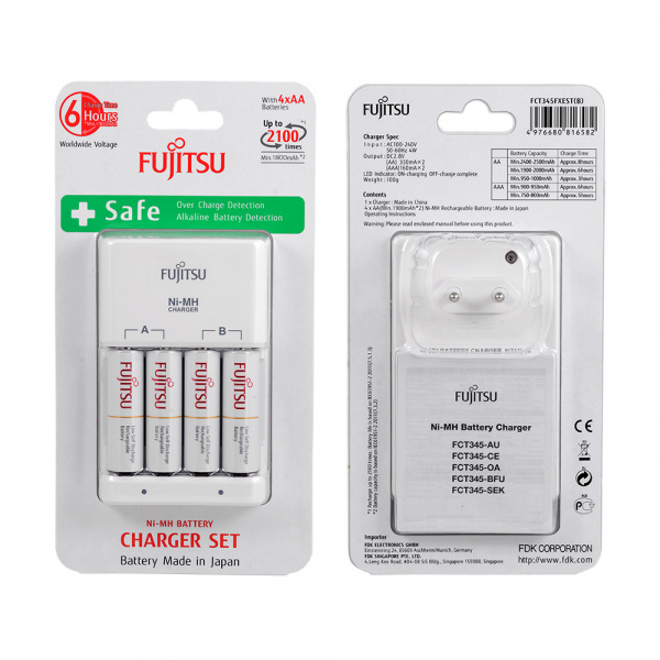 Зарядное устройство Fujitsu FCT345-FXEST(B) +4 AA 1900 mAh в магазине RentaPhoto.Store